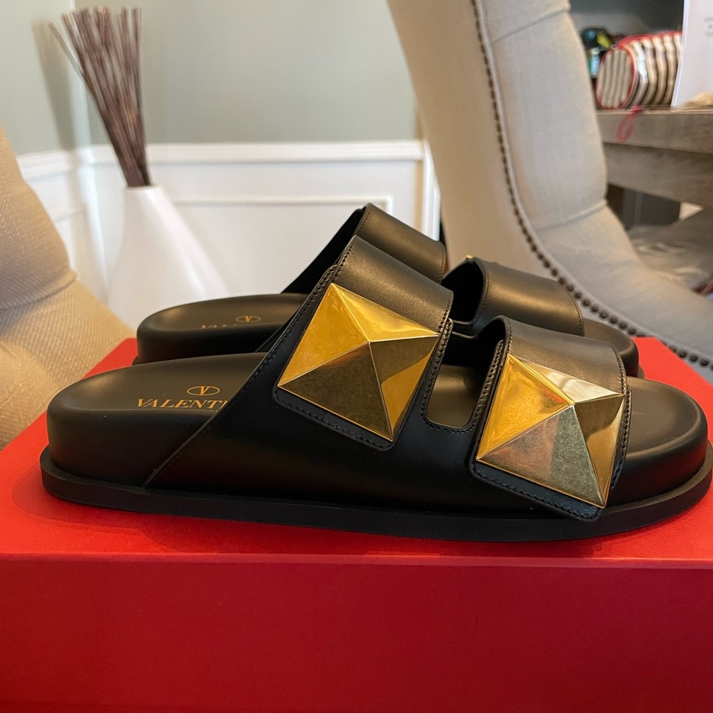 Valentino New w/tags, box & dust bags, Roman Stud Dual-Band Slide Sandals